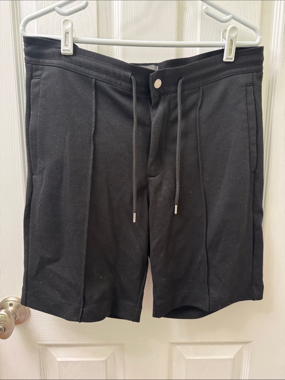 H&M Black Pleated Drawstring Athletic Shorts